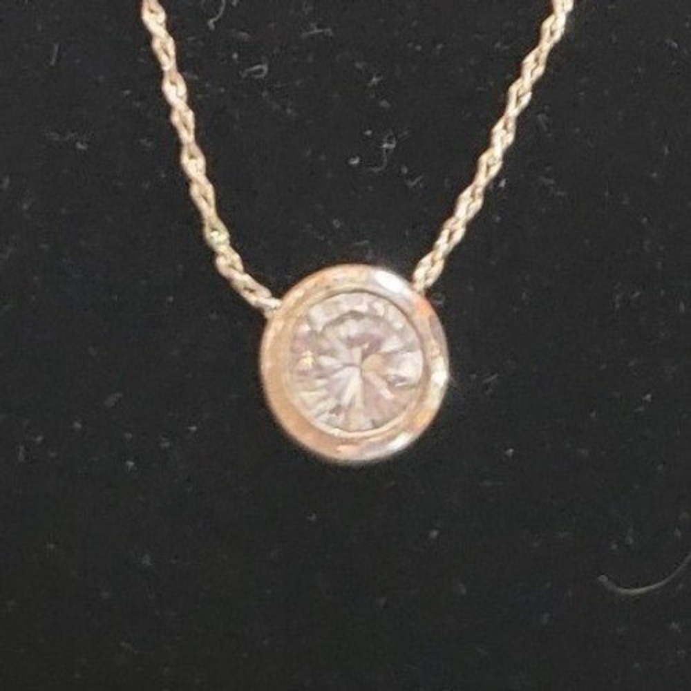 Avon Pendant Collar Slide Necklace Silver Tone Cubic Zirconia‎ CZ Modernist 16"